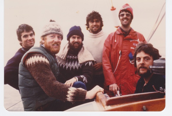 Swiftsure 1983 crew (l-r) James Houston, Hugh Owen, Michael King-Brown, Glenn Wakefield, Peter Brand, Peter Knox.